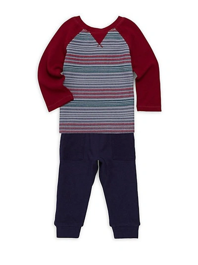 Splendid Baby Boy's Two-piece Stripe Top & Jogger Pants Set In Burgundy