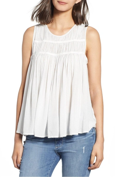 James Perse Shirred Swing Tank In Off White/ Navy