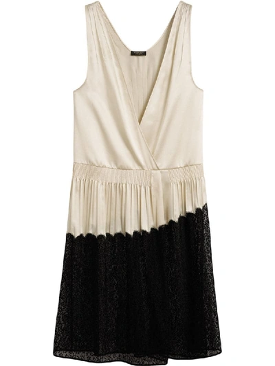 Burberry Silk Satin And Lace Sleeveless Dress In Neutrals