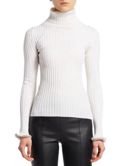Alexander Wang Crystal Cuff Turtleneck In Ivory