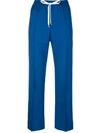 Miu Miu Striped Wool And Mohair-blend Track Pants In Blue