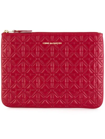 Comme Des Garçons Embossed Zip Wallet In Red