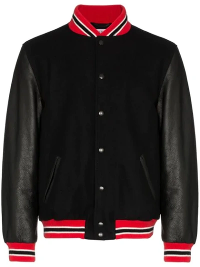 Palm Angels Men's Snap-front Authentic Varsity Jacket In Black