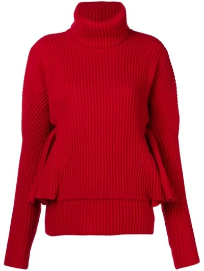 Antonio Berardi Ruffle Sleeve Sweater In Red