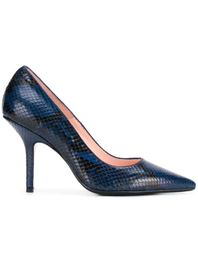 Anna F. Snakeskinned Pumps In Blue