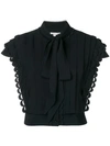 Antonio Berardi Pussy Bow Pleat Front Blouse In Black