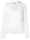 Tom Ford Strap-detail V-neck Jumper In White