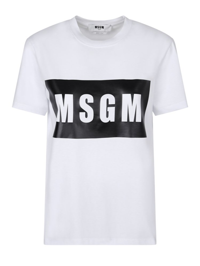 Msgm Logo Print Crewneck T-shirt In White