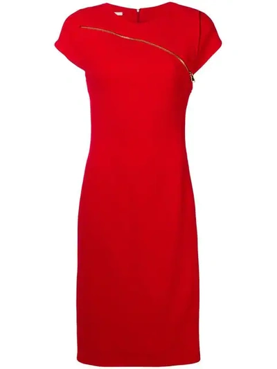 Antonio Berardi Zip Detail Midi Dress In Red