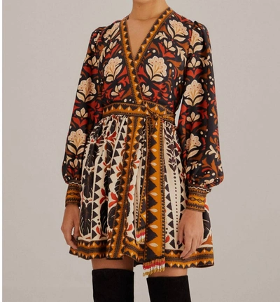 Farm Rio Multicolor Tapestry Garden V Neck Mini Dress In Tapestry Garden Multicolor In Multi