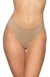 Skims Fits Everybody Lace Trim Cheeky Tanga In Clay