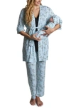 Everly Grey Analise During & After 5-piece Maternity/nursing Sleep Set In Babys Breath