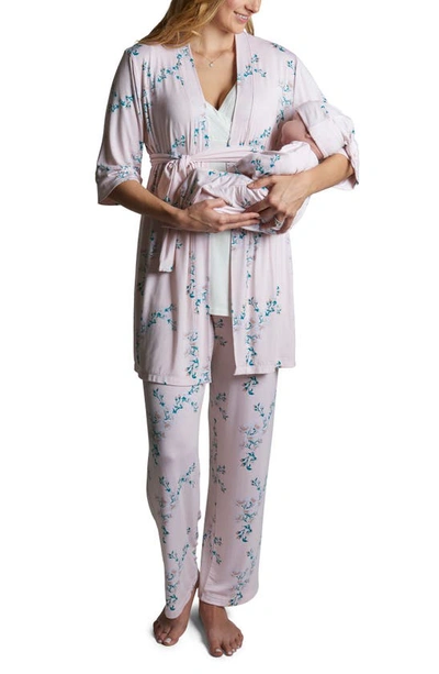Everly Grey Analise During & After 5-piece Maternity/nursing Sleep Set In Lily