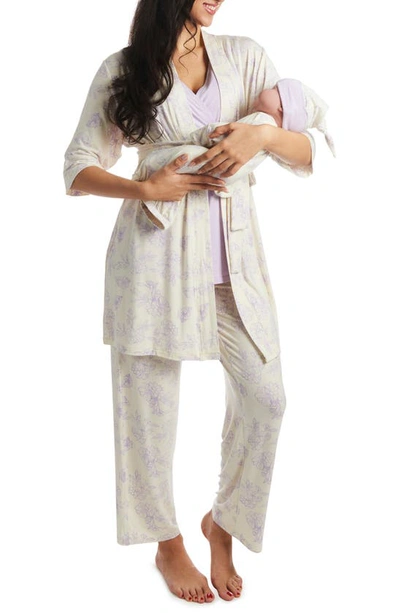 Everly Grey Analise During & After 5-piece Maternity/nursing Sleep Set In Bali