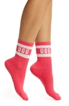 Ugg Dierson Logo Quarter Socks In White / Pink Glow