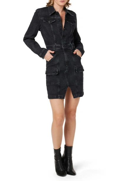 Hudson Women's Reconstructed Denim Long-sleeve Minidress In Black