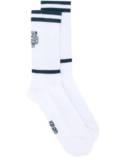 Kenzo Sporty Tiger Socks In White