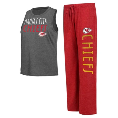 Concepts Sport Black/red Kansas City Chiefs Muscle Tank Top & Pants Lounge Set