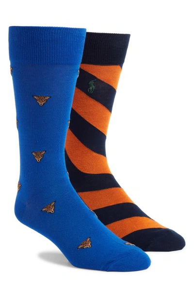 Polo Ralph Lauren Assorted 2-pack Fox Head Stripe Dress Socks