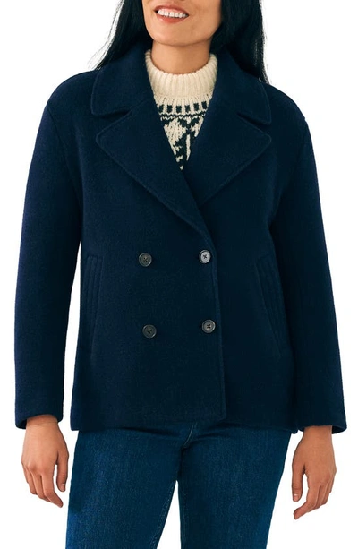 Faherty Knit Wool Blend Peacoat In Navy