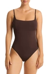 Sea Level Infinity Square Neck One-piece Swimsuit In Cocoa