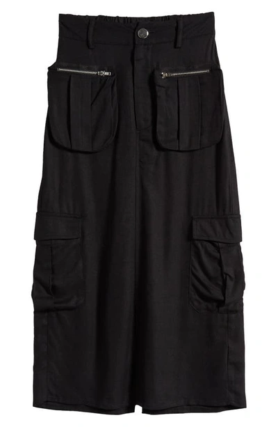 Good Luck Girl Kids' Twill Maxi Cargo Skirt In Black