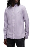 Allsaints Hawthorne Slim Fit Stretch Cotton Button-up Shirt In Spaced Lilac Purpl