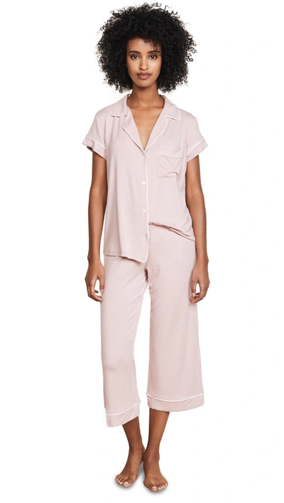 Eberjey Gisele Cropped Pj Set In Cashmere Rose/ivory