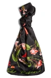 Ted Baker Fionaas Floral-print Long Silk Scarf In Black