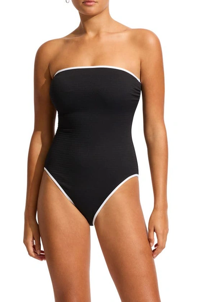 Seafolly Beach Bound Underwire One-piece Swimsuit In Black