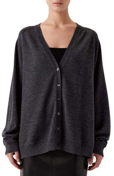 Sophie Rue Mona Oversize Wool Blend Cardigan In Dark Grey