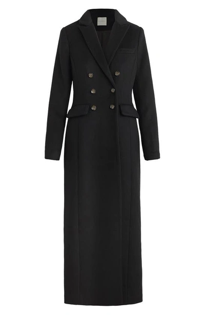 Favorite Daughter The Simon Double Breasted Longline Coat In Black