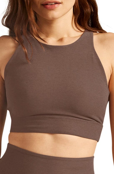 Beyond Yoga Space Dye Enlighten Longline Sports Bra In Truffle Heather