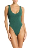 Bondeye Mara Low Back One-piece Swimsuit In Bottle Green Lurex