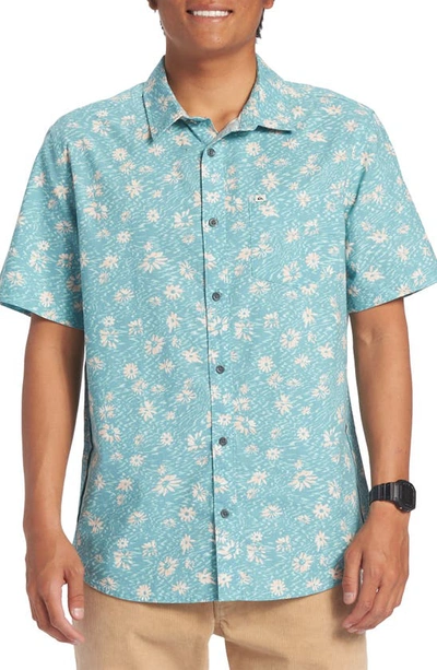 Quiksilver Future Hippie Floral Short Sleeve Button-up Shirt In Reef Waters