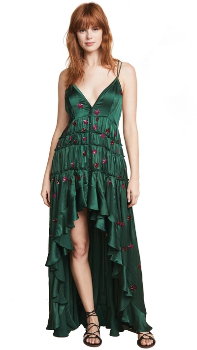 Rococo Sand High Low Dress In Green