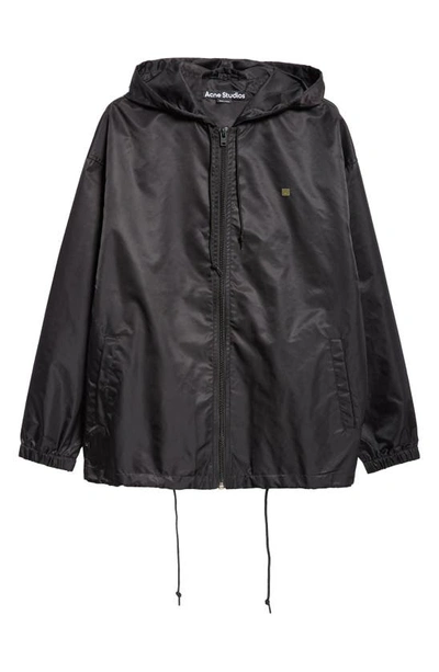 Acne Studios Ovitta Face Patch Hooded Nylon Jacket In 900 Black