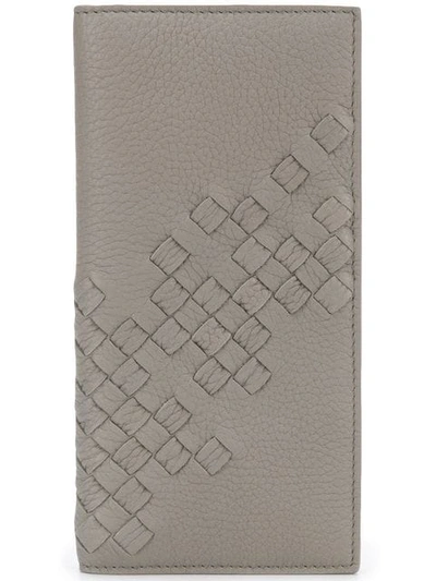 Bottega Veneta Woven Bi-fold Wallet In Grey