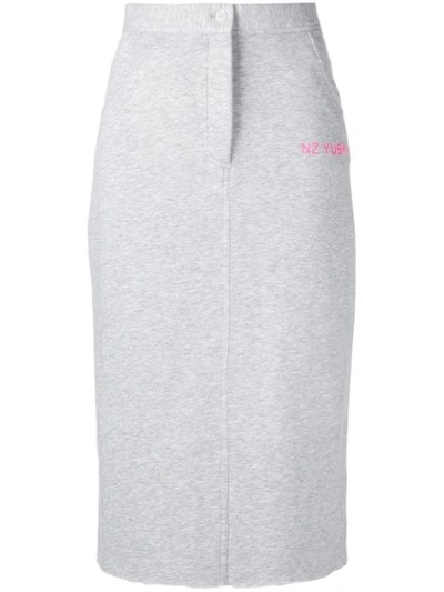 Natasha Zinko Button Jersey Skirt In Grey