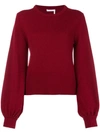 Chloé Puff Sleeves Knitted Jumper - Red