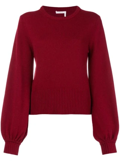 Chloé Puff Sleeves Knitted Jumper - Red