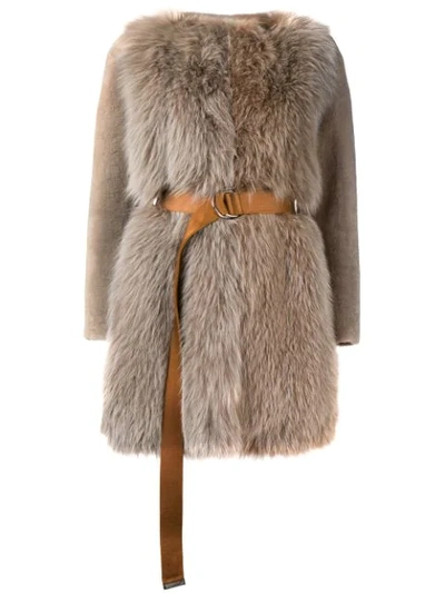 Blancha Belted Fur Coat - Neutrals