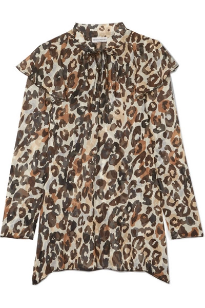 Sonia Rykiel Leopard-print Silk-chiffon Blouse In Brown