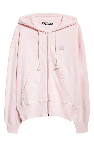 Acne Studios Fiah Face Patch Organic Cotton Zip Hoodie In Light Pink
