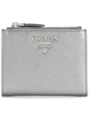 Prada Logo Plaque Bifold Wallet - Metallic