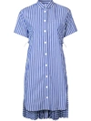 Sacai Striped Cotton Poplin Dress In Blue