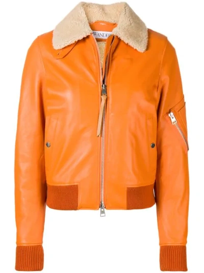 Jw Anderson Zipped Leather Jacket In Yellow