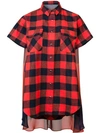 Sacai Checked Shirt Dress In Red