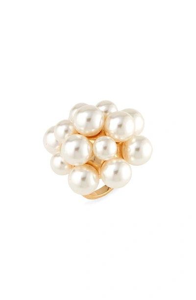 Lele Sadoughi Imitation Pearl Cocktail Ring In White/gold