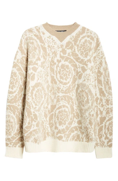 Versace Barocco Virgin Wool Sweater In Neutrals